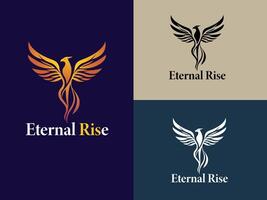 Eternal Phoenix Emblem A majestic illustration of a rising phoenix, symbolizing renewal, strength, and limitless potential. vector