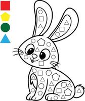 Printable coloring page of a bunny with various shapes. 1 vector