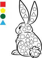 Cute Coloring Page of a Rabbit with Geometric Shapes vector
