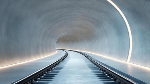 futuristic underground transportation system with sleek tracks and smooth curves photo