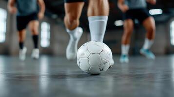 Players engage in dynamic soccer game, showcasing skill and teamwork photo