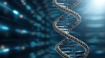 3D representation of DNA double helix with glowing background photo