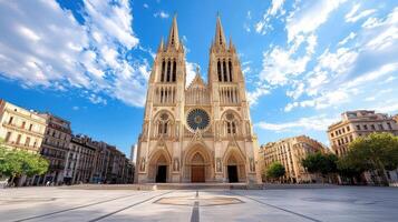 stunning European cathedral with intricate gothic architecture and tall spires photo