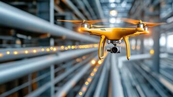 drone inspecting oil pipelines for leaks and ensuring safety photo