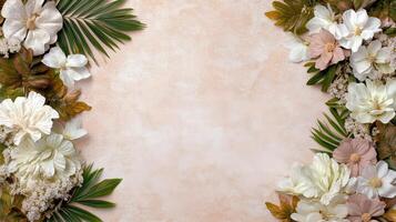 Elegant floral arrangement with white and pink flowers on soft background photo