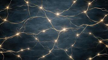 glowing neural network visualization with bright connections and dark background photo