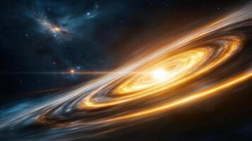 stunning view of galaxy with swirling stars and bright light photo