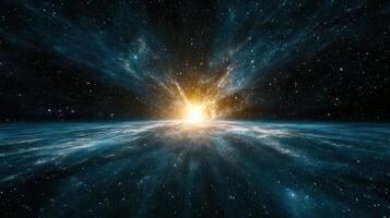 stunning digital representation of Big Bang, showcasing cosmic energy and light photo