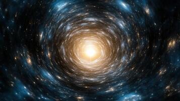 mesmerizing view of cosmic wormhole, swirling with stars and light photo