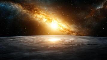 stunning view of galaxy with bright sun illuminating cosmos photo