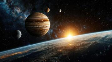 stunning cosmic scene of multiple planets aligning in space photo