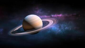 stunning image of Saturn with its iconic rings and vibrant background photo