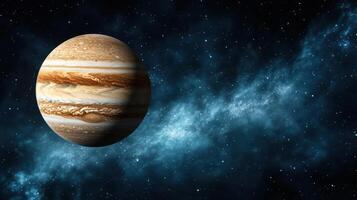 stunning view of planet in space with swirling clouds and stars photo