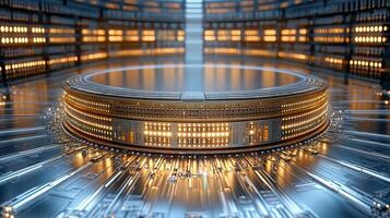 futuristic supercomputer with glowing circuits and advanced technology photo