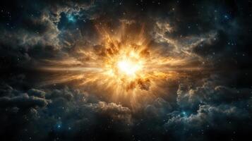 supernova explosion illuminating cosmos with vibrant colors and energy photo