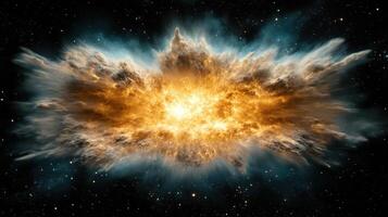 supernova explosion in space, radiating bright colors and energy photo