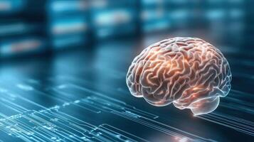 futuristic brain model representing brain augmentation technology photo