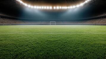 futuristic sports stadium with AI referees and advanced technology photo