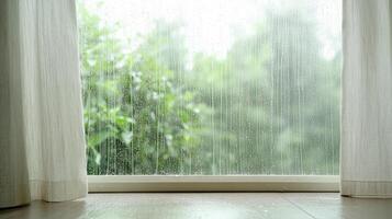 peaceful rainy morning with soft natural light filtering through photo