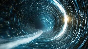 mesmerizing tunnel of light and data, representing vastness of internet photo
