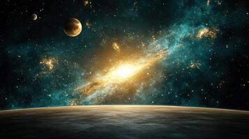 stunning view of galaxy with planets and cosmic elements in space photo
