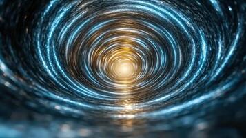 mesmerizing abstract image of swirling tunnel with glowing light photo
