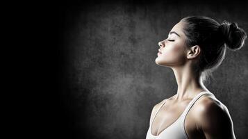 woman in graceful pose, showcasing elegance and strength photo