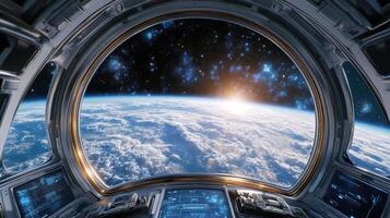 stunning view of Earth from spacecraft cockpit, showcasing cosmos photo