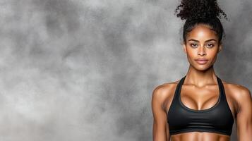 confident fitness model showcasing toned abs and athletic physique photo