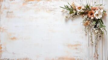 Whimsical scrapbook layout with pressed flowers and soft colors photo