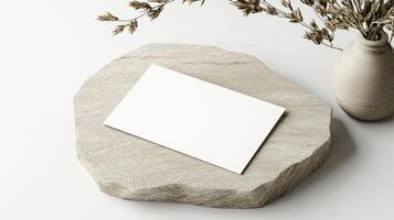 modern minimalist business card on textured stone surface photo