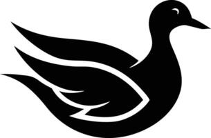 Elegant Black Duck Logo Design on White Backdrop, Minimalist Bird Icon vector