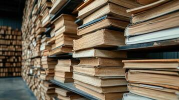 historical library filled with preserved typewritten books and shelves photo