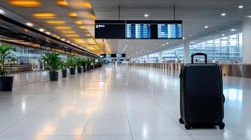 modern airport baggage claim area with suitcase and empty space photo