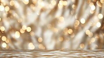 Serene abstract bokeh with warm sunset colors and shimmering lights photo
