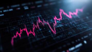 digital stock market chart displaying rise and fall of prices, showcasing trends photo