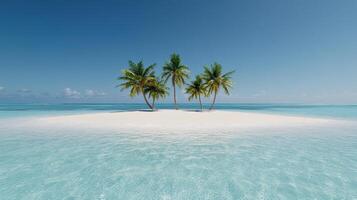 hidden tropical island with soft white sand and gentle waves invites relaxation photo