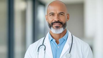 confident doctor smiling in modern medical environment photo