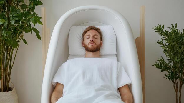 high tech sleep pod analyzing brain activity for restful sleep photo