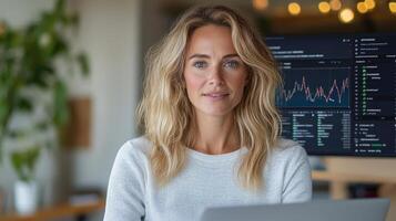 marketing professional using AI tools for data analysis and insights photo