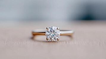 stunning diamond ring with round cut stone on delicate band photo