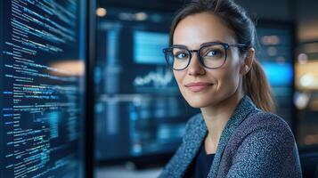 business intelligence analyst working with data visualizations and code photo