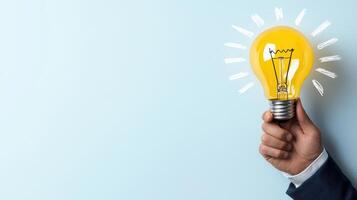 hand holding light bulb symbolizes innovation and creativity photo