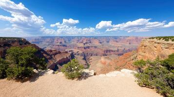 breathtaking panoramic view of Grand Canyon showcasing its majestic cliffs and vibrant colors photo