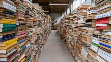 cozy small town bookstore filled with old books and narrow aisles photo
