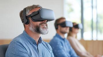 Immersive virtual reality training session with engaged participants photo