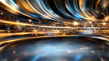 Dynamic swirling patterns create vibrant abstract background with glowing lights and colors photo
