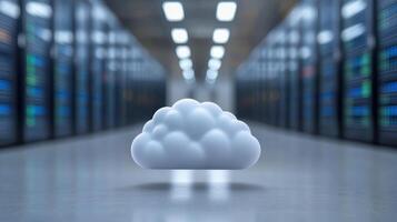 cloud symbol representing data storage modern data center, showcasing technology and innovation photo