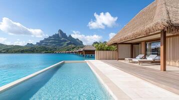 Luxurious resort with private infinity pool and stunning mountain views in Bora Bora photo