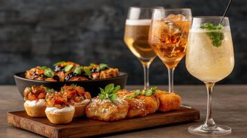 Delicious appetizers and cocktails create vibrant dining experience photo